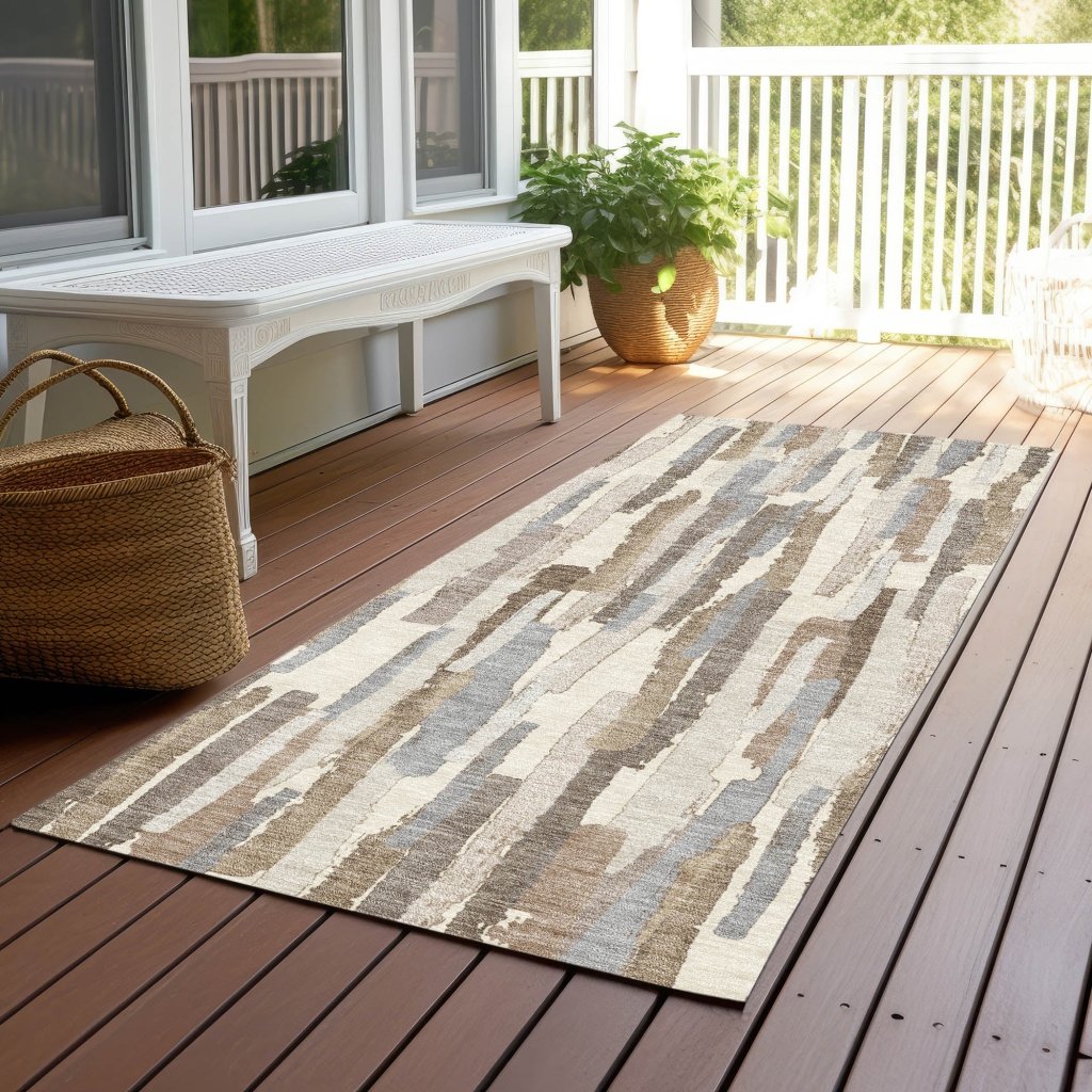 LOOMLAN Rugs Kember Ivory Washable Indoor-Outdoor Rug