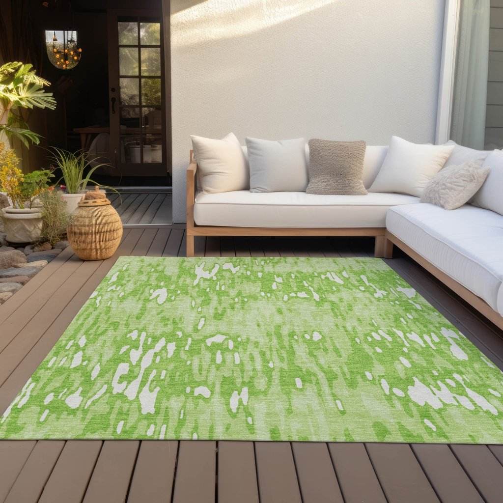 LOOMLAN Rugs Ken Lime Washable Indoor-Outdoor Rug
