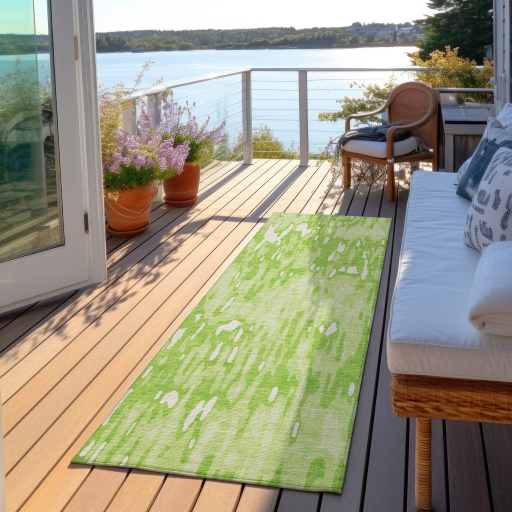 LOOMLAN Rugs Ken Lime Washable Indoor-Outdoor Rug