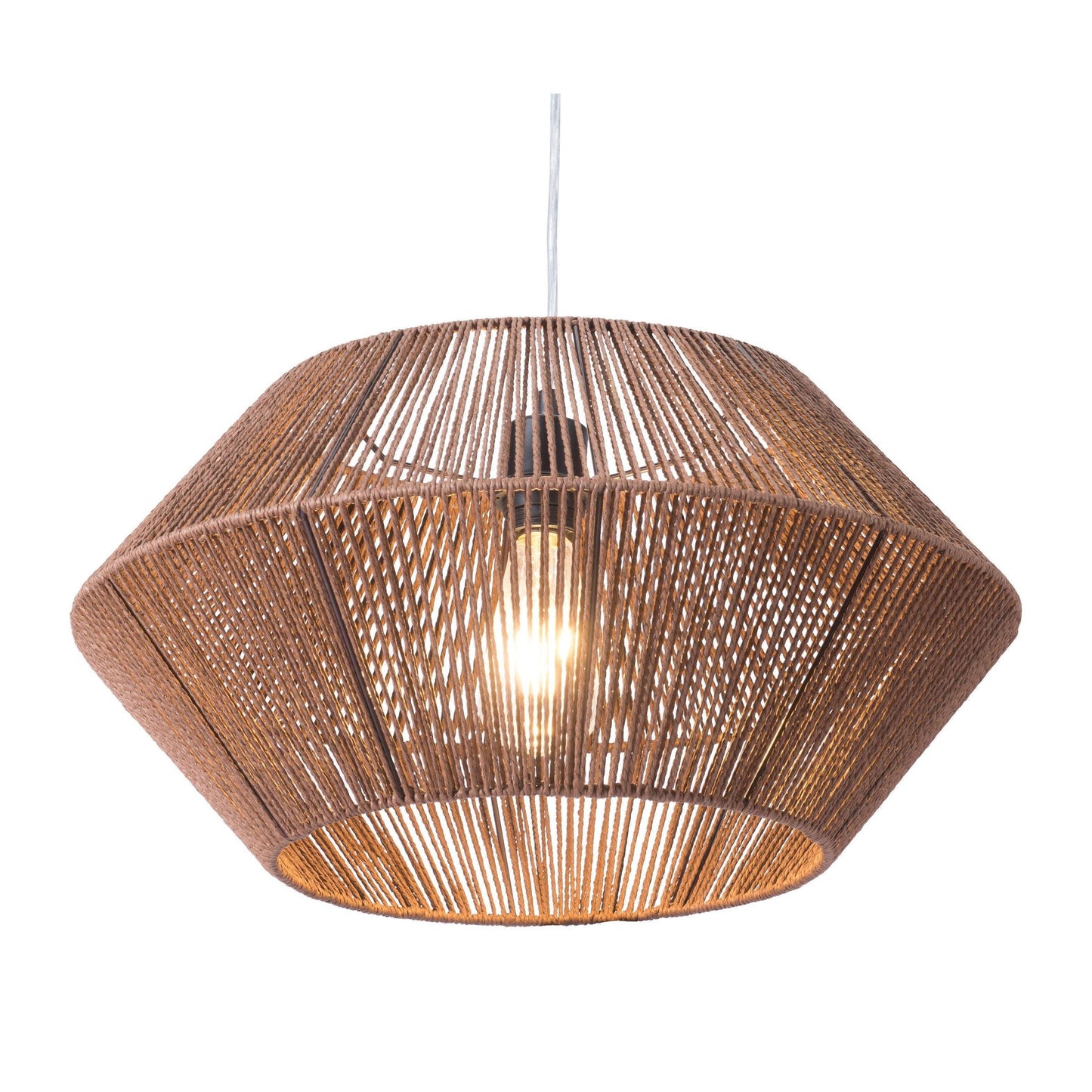 Kendrick Ceiling Lamp Brown - Sideboards and Things Brand_Zuo Modern, Color_Brown, Depth_10-20, Features_Adjustable Height, Finish_Polished, Finish_Powder Coated, Height_10-20, Materials_Metal, Materials_Rope, Metal Type_Steel, Product Type_Pendant, Width_10-20