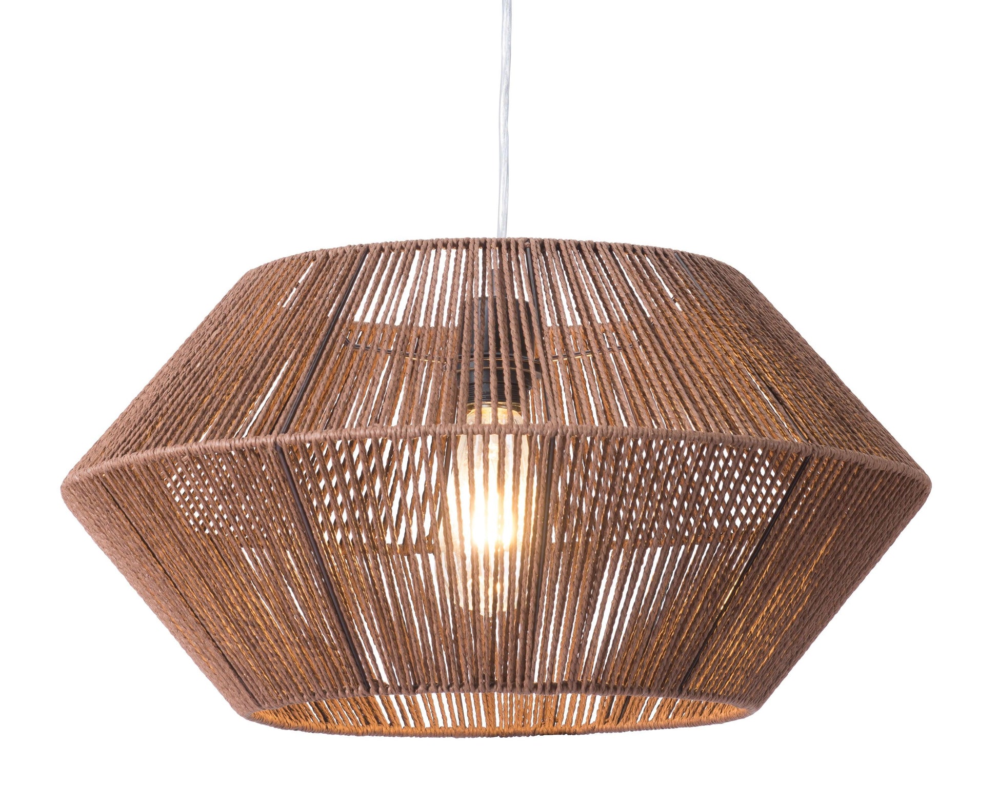 Kendrick Ceiling Lamp Brown - Sideboards and Things Brand_Zuo Modern, Color_Brown, Depth_10-20, Features_Adjustable Height, Finish_Polished, Finish_Powder Coated, Height_10-20, Materials_Metal, Materials_Rope, Metal Type_Steel, Product Type_Pendant, Width_10-20