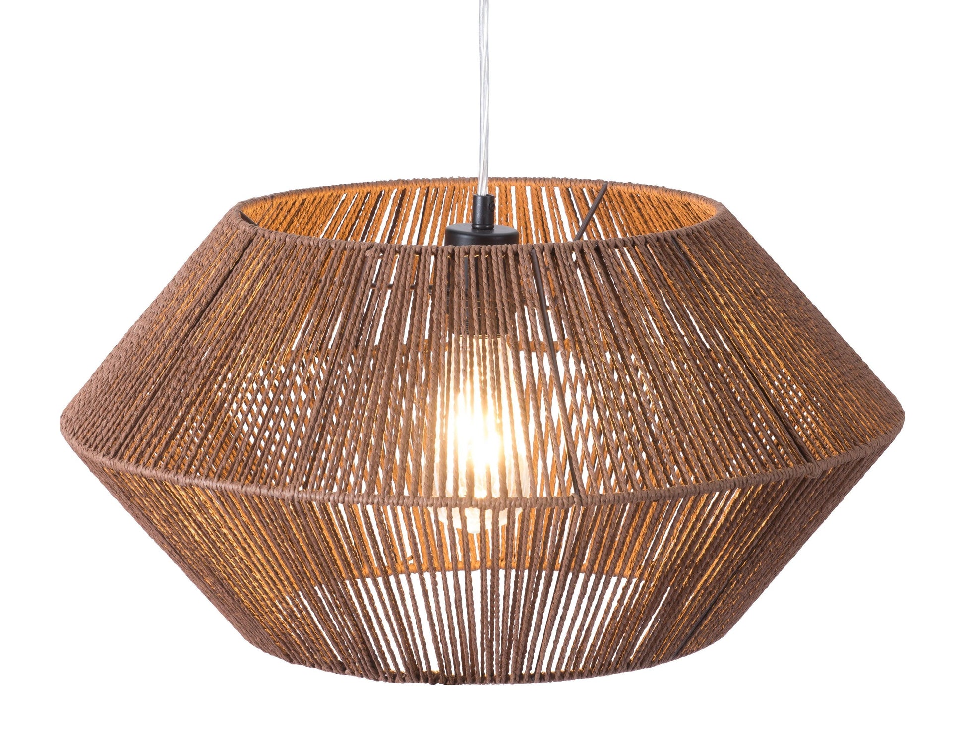 Kendrick Ceiling Lamp Brown - Sideboards and Things Brand_Zuo Modern, Color_Brown, Depth_10-20, Features_Adjustable Height, Finish_Polished, Finish_Powder Coated, Height_10-20, Materials_Metal, Materials_Rope, Metal Type_Steel, Product Type_Pendant, Width_10-20