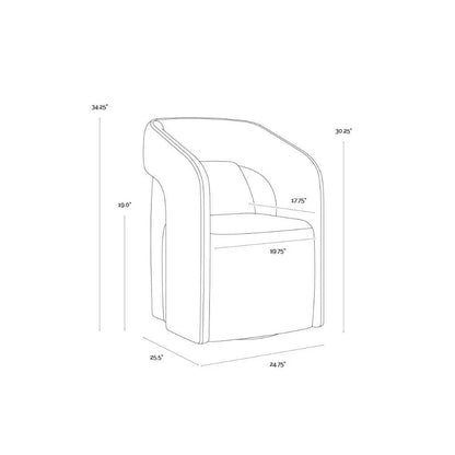 SUNPAN Kendrick Fabric Wheeled Dining Armchair