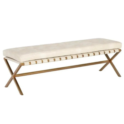 Kenji Leather Small Backless Bedroom Bench