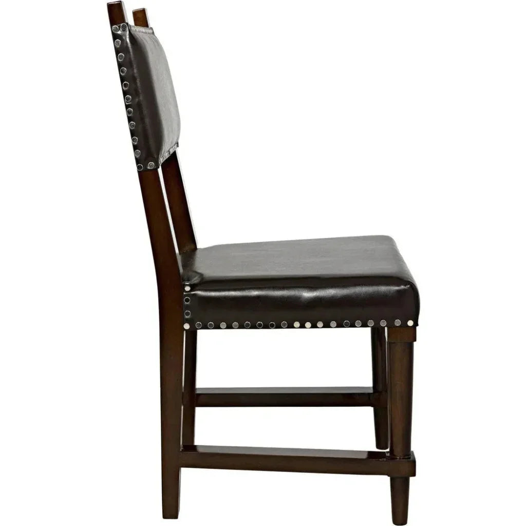 Noir Kerouac Leather Armless Dining Chair
