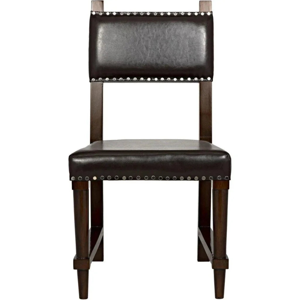 Noir Kerouac Leather Armless Dining Chair