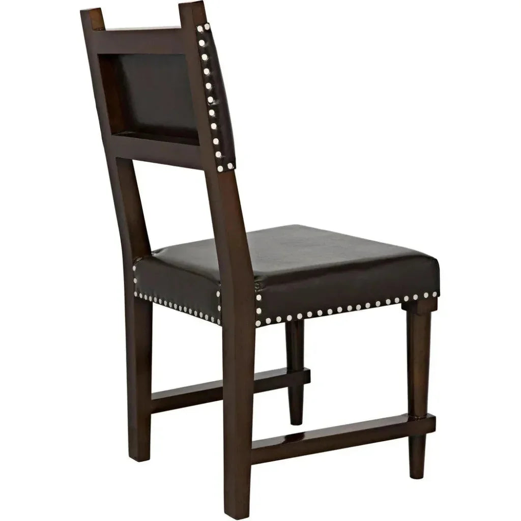 Noir Kerouac Leather Armless Dining Chair