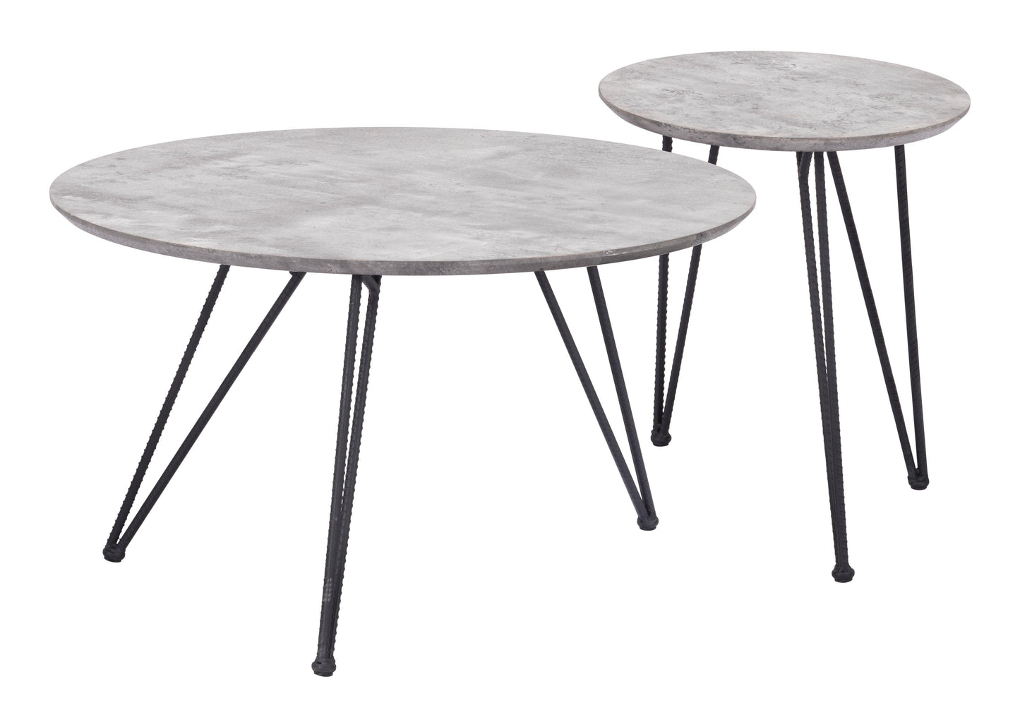 Kerris Coffee Table Set Gray & Black - Sideboards and Things Brand_Zuo Modern, Color_Black, Color_Gray, Depth_30-40, Finish_Powder Coated, Height_10-20, Materials_Metal, Materials_Wood, Metal Type_Steel, Product Type_Coffee Table, Width_30-40, Wood Species_MDF