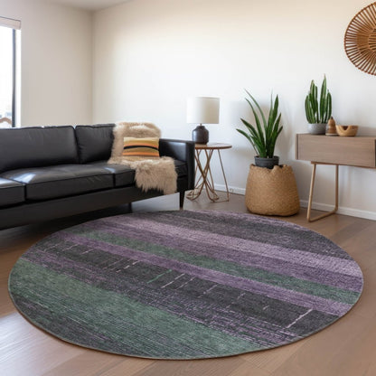 LOOMLAN Rugs Keshira Purple Washable Indoor-Outdoor Rug