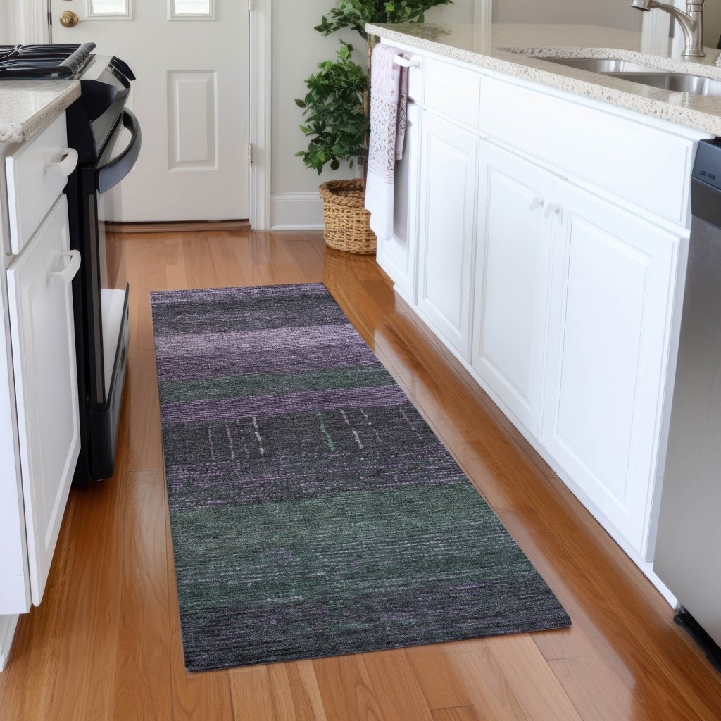 LOOMLAN Rugs Keshira Purple Washable Indoor-Outdoor Rug