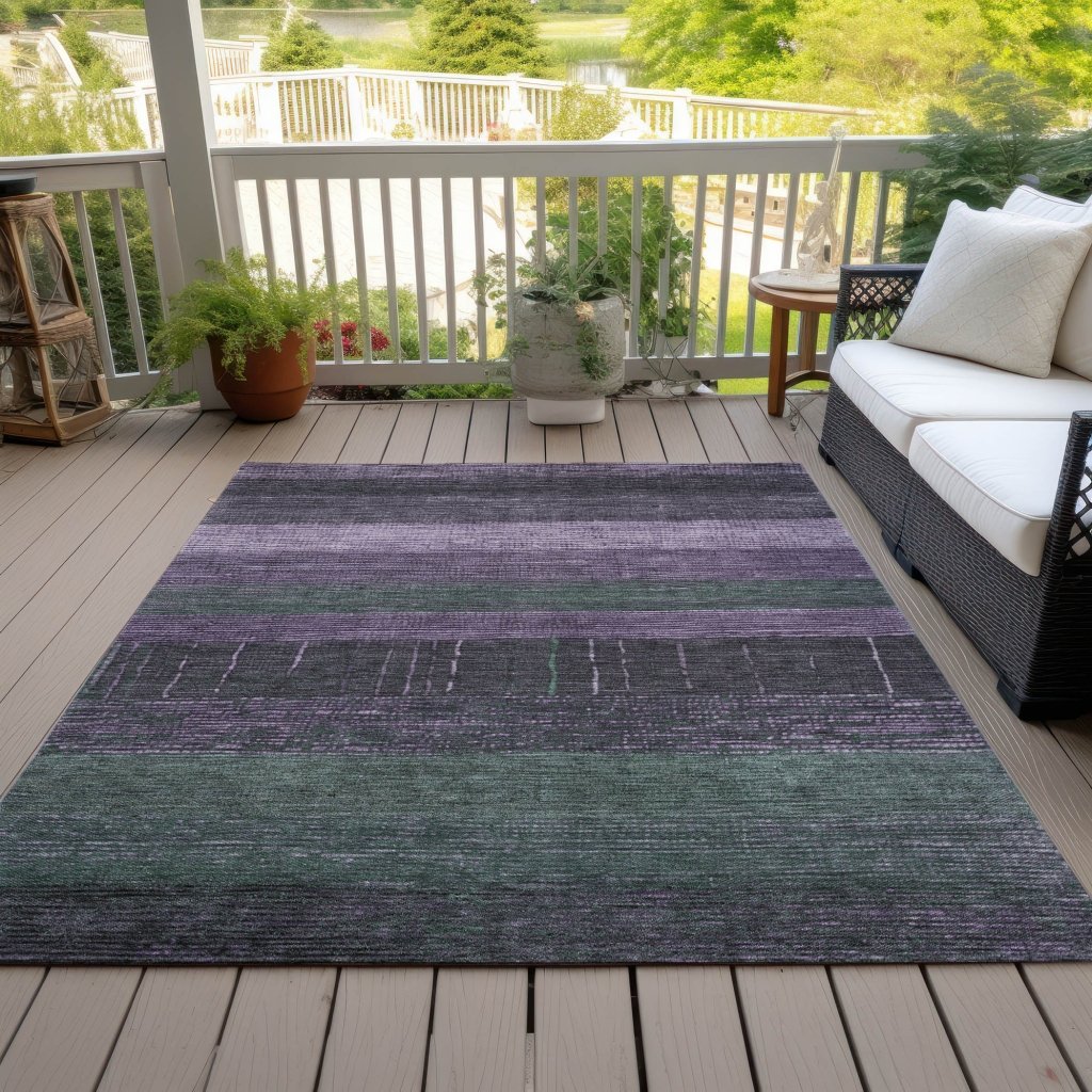 LOOMLAN Rugs Keshira Purple Washable Indoor-Outdoor Rug