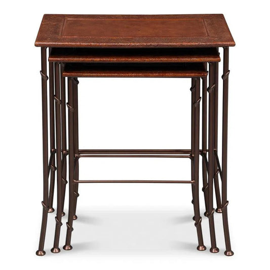 Sarreid Kew Gardens Leather Nesting Tables