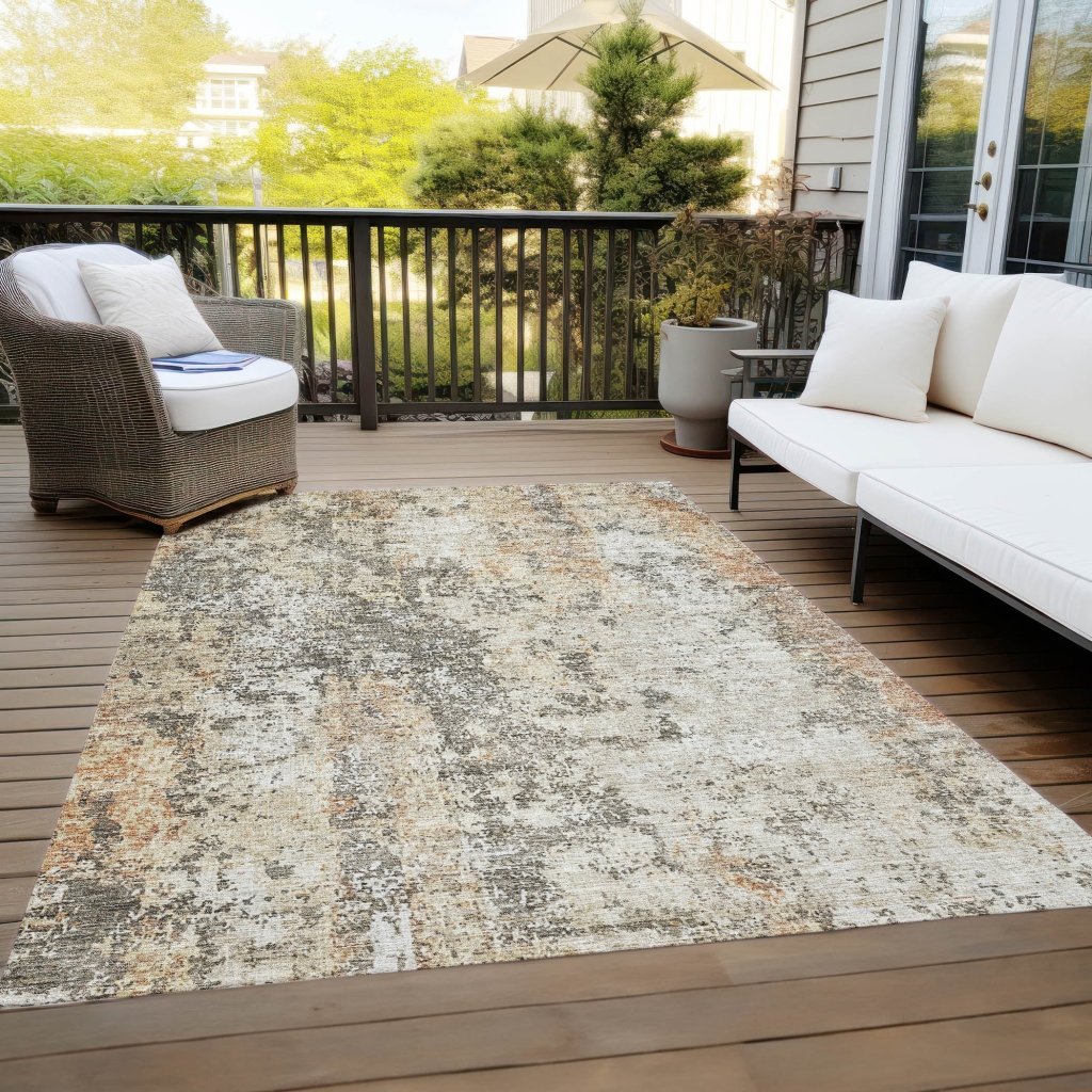 LOOMLAN Rugs Kheira Orange Washable Indoor-Outdoor Rug
