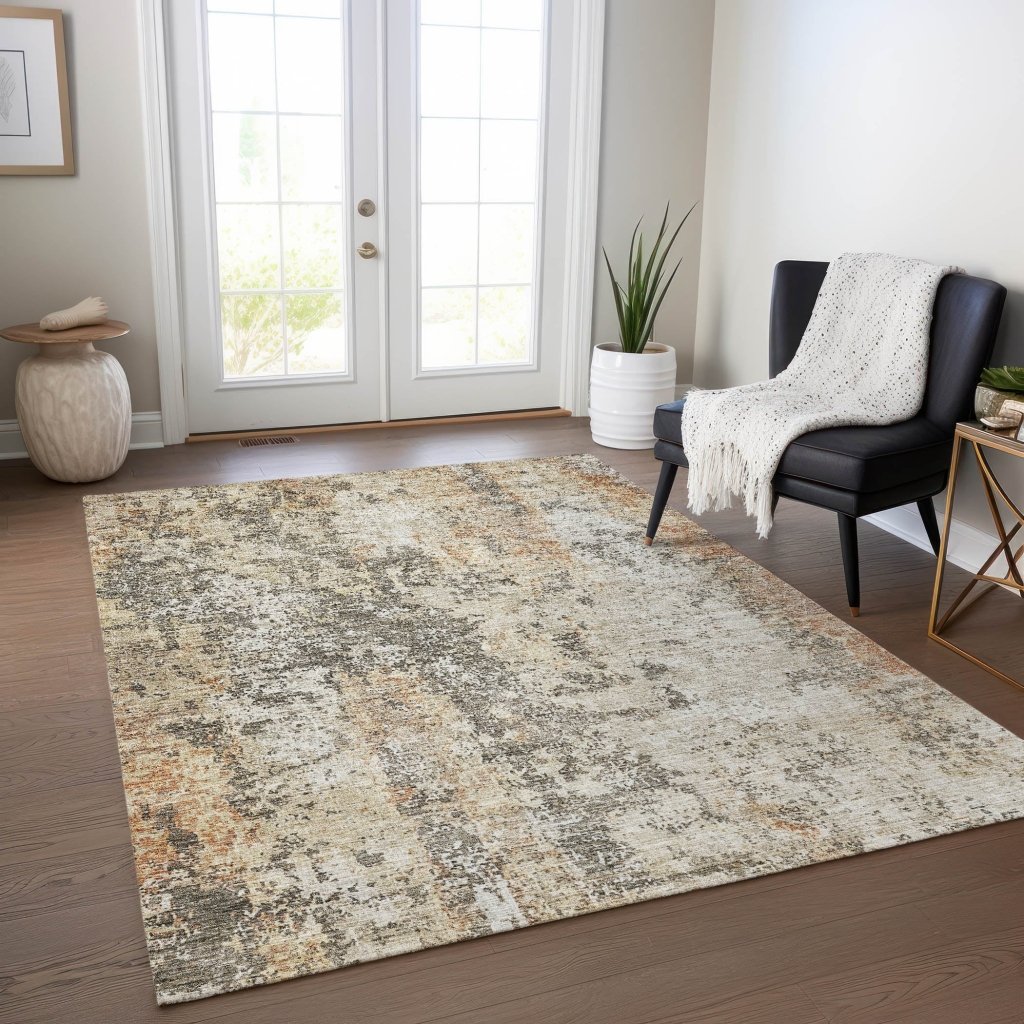 LOOMLAN Rugs Kheira Orange Washable Indoor-Outdoor Rug