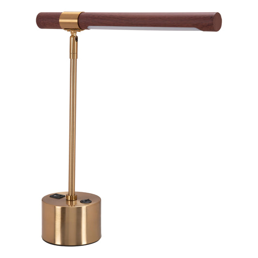 Kippy Table Lamp Brown & Brass - Sideboards and Things Accents_Brass, Brand_Zuo Modern, Color_Brown, Depth_0-10, Features_Adjustable, Finish_Hand Painted, Finish_Polished, Height_10-20, Materials_Metal, Metal Type_Steel, Product Type_Table Lamp, Width_10-20