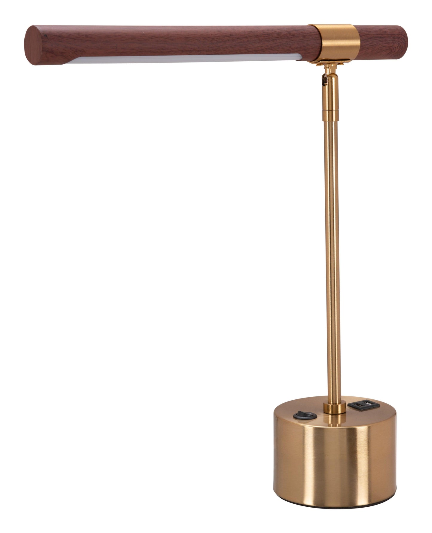 Kippy Table Lamp Brown & Brass - Sideboards and Things Accents_Brass, Brand_Zuo Modern, Color_Brown, Depth_0-10, Features_Adjustable, Finish_Hand Painted, Finish_Polished, Height_10-20, Materials_Metal, Metal Type_Steel, Product Type_Table Lamp, Width_10-20