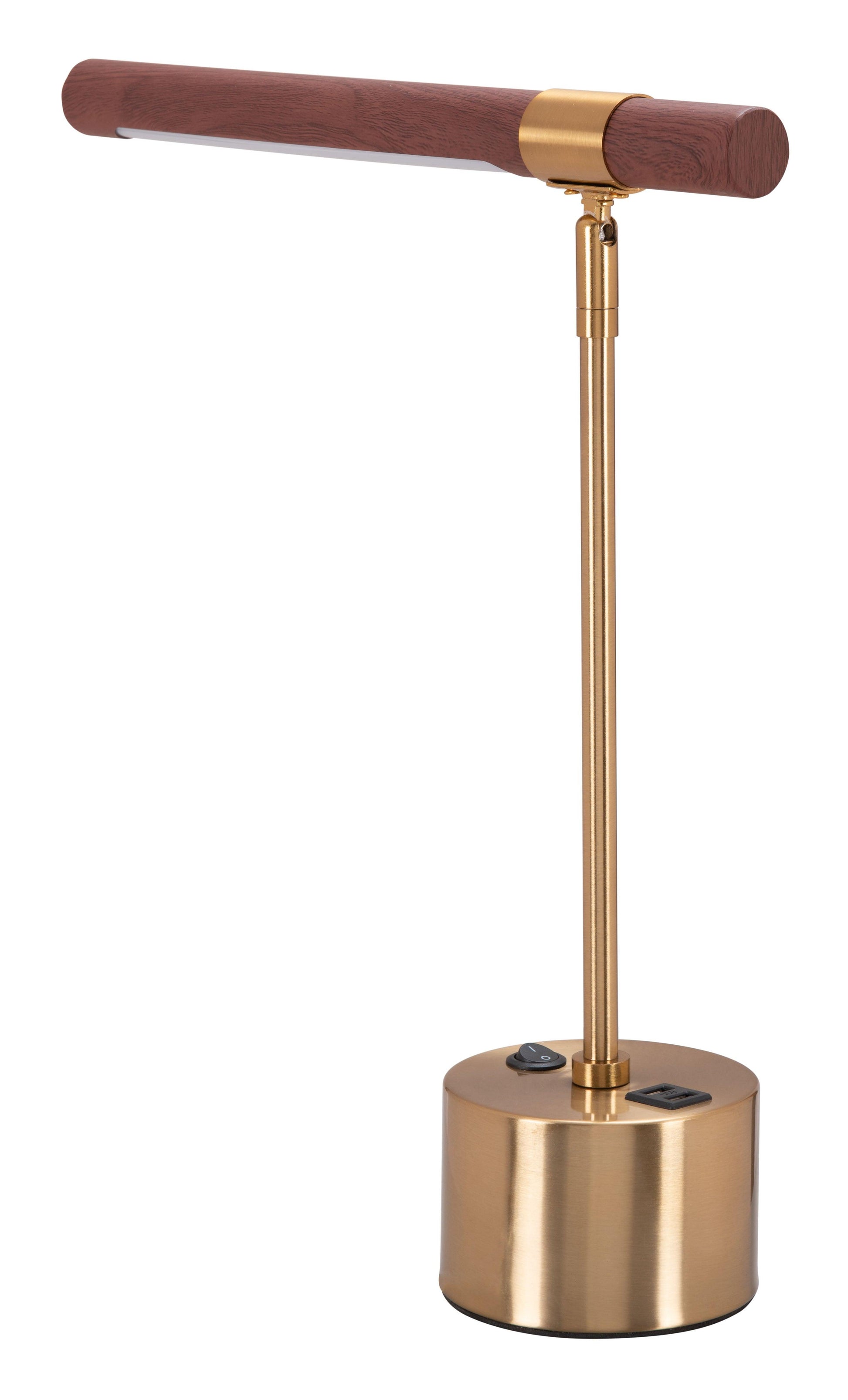 Kippy Table Lamp Brown & Brass - Sideboards and Things Accents_Brass, Brand_Zuo Modern, Color_Brown, Depth_0-10, Features_Adjustable, Finish_Hand Painted, Finish_Polished, Height_10-20, Materials_Metal, Metal Type_Steel, Product Type_Table Lamp, Width_10-20