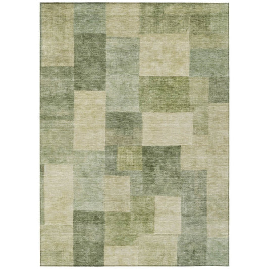 LOOMLAN Rugs Kiva Green Washable Indoor-Outdoor Rug