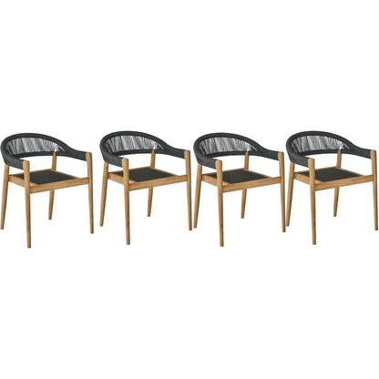 Klint Teak Outdoor Stacking Armchair 4PC - LOOMLAN - HiTeak - Outdoor Dining Chairs