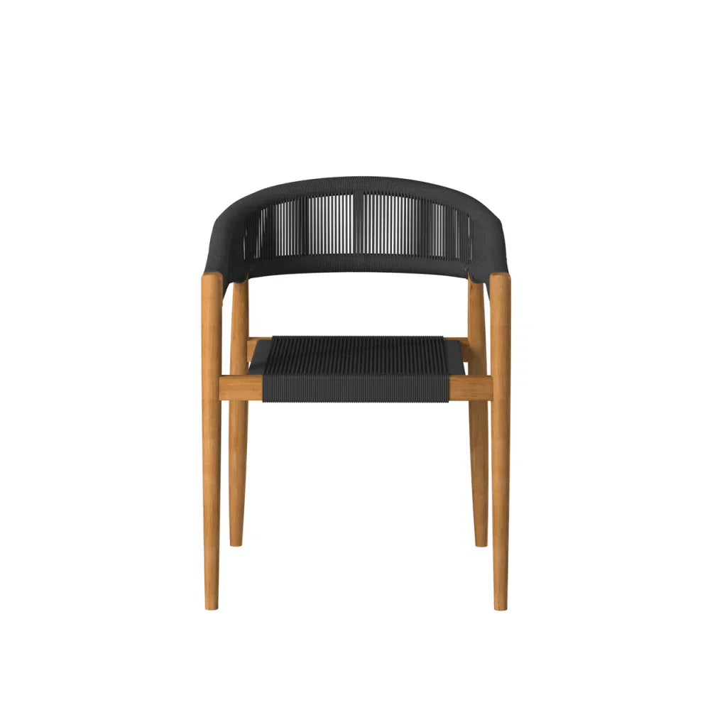 Klint Teak Stackable Rope Patio Dining Armchair 4PC - LOOMLAN - HiTeak - Outdoor Dining Chairs