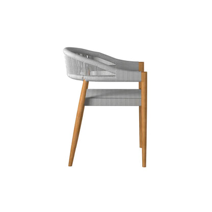 Klint Teak Stackable Rope Patio Dining Armchair 4PC - LOOMLAN - HiTeak - Outdoor Dining Chairs