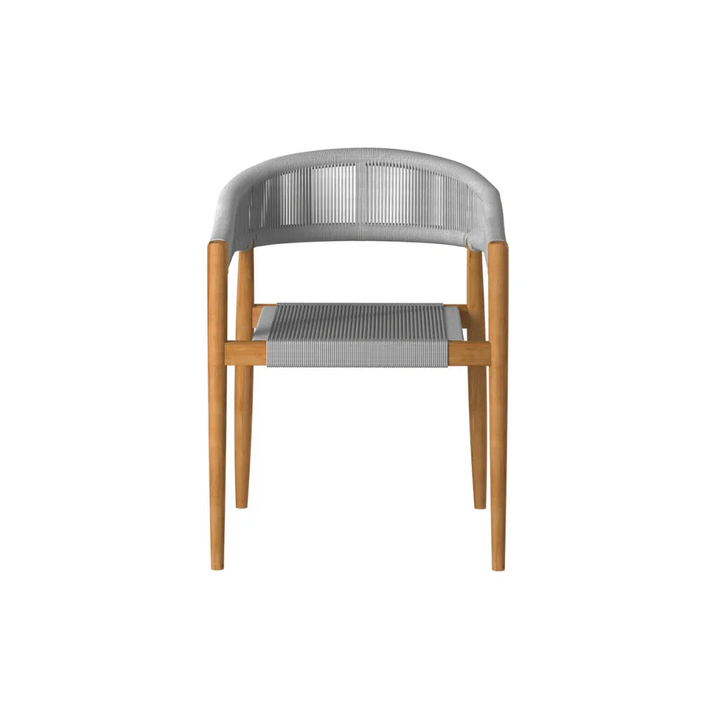 Klint Teak Stackable Rope Patio Dining Armchair 4PC - LOOMLAN - HiTeak - Outdoor Dining Chairs