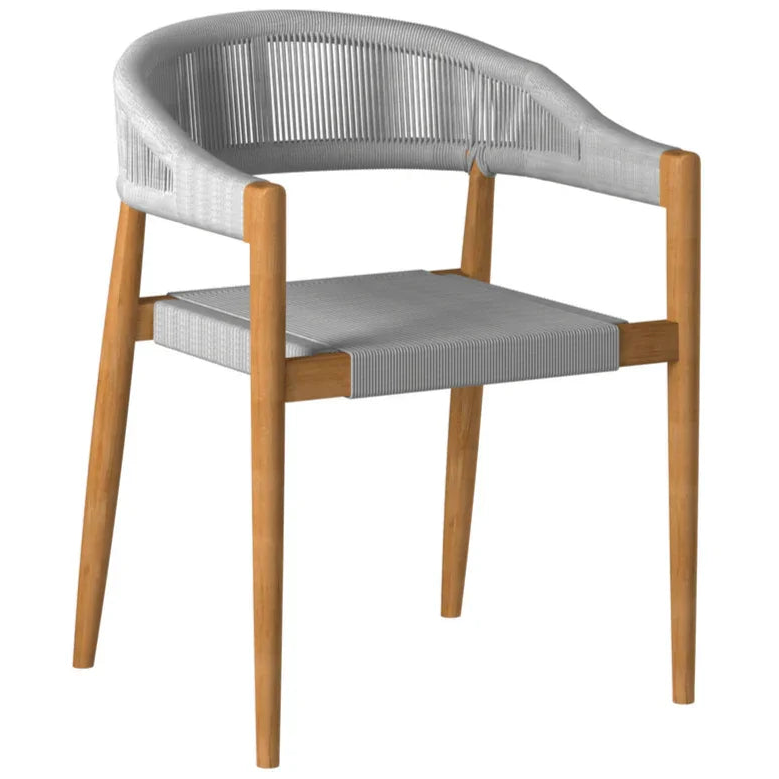 Klint Teak Stackable Rope Patio Dining Armchair 4PC - LOOMLAN - HiTeak - Outdoor Dining Chairs