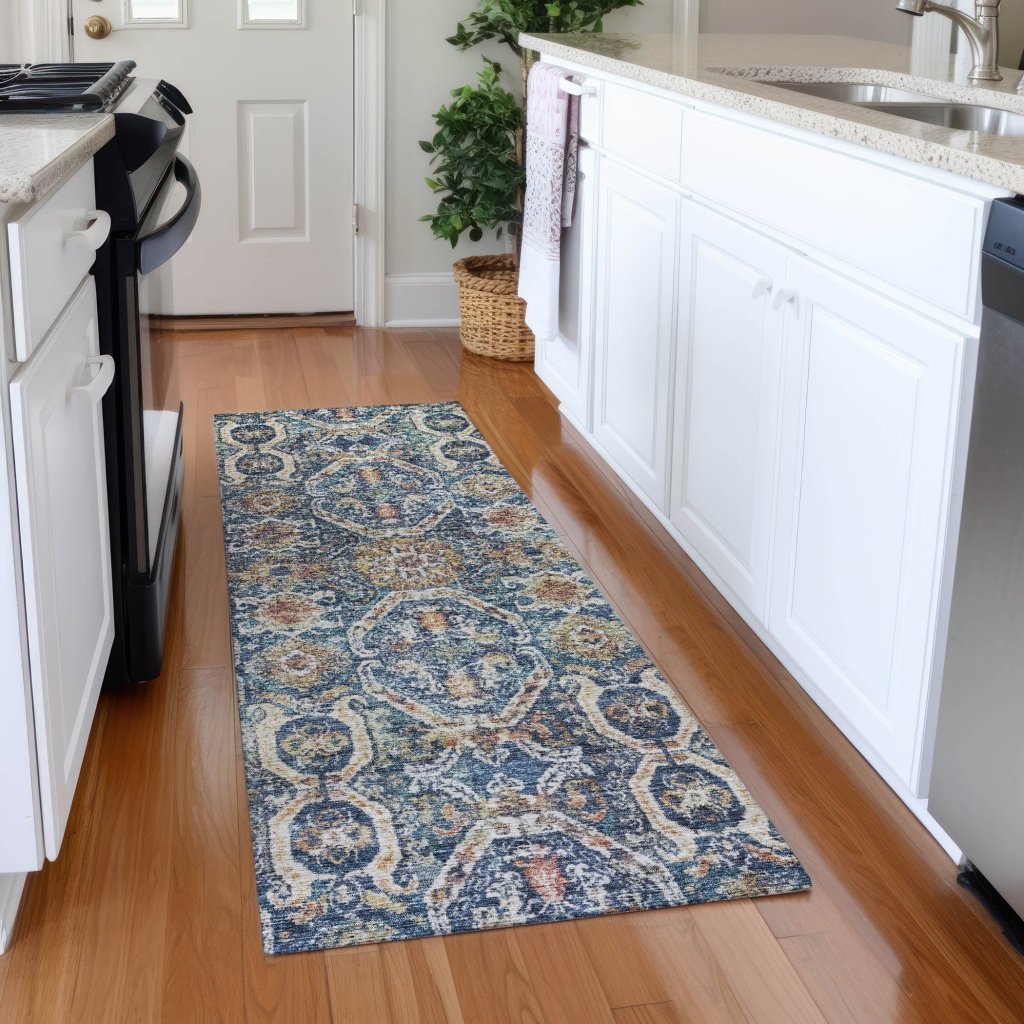 LOOMLAN Rugs Knotra Blue Washable Indoor-Outdoor Rug