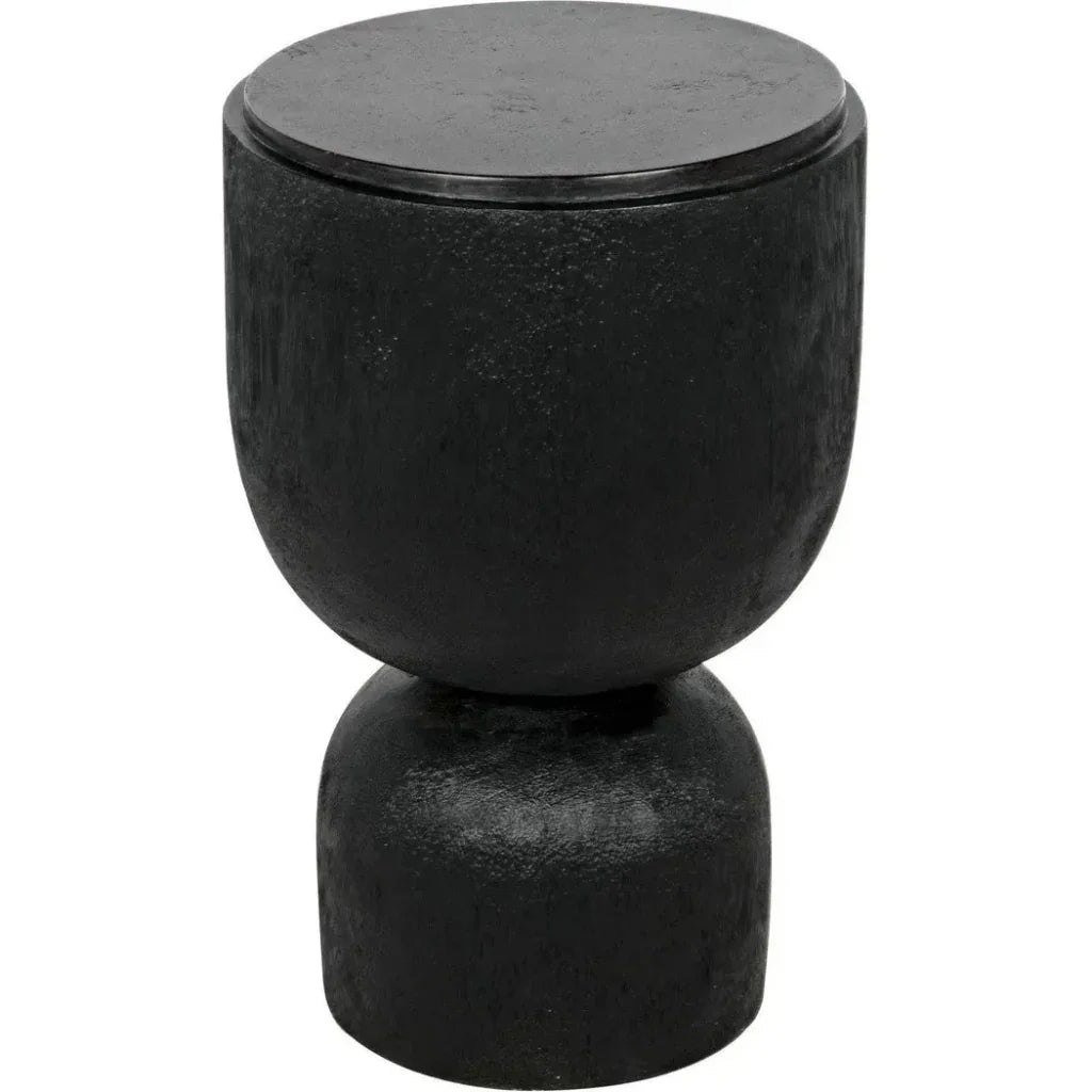 Noir Kudoro Black Marble Round Side Table