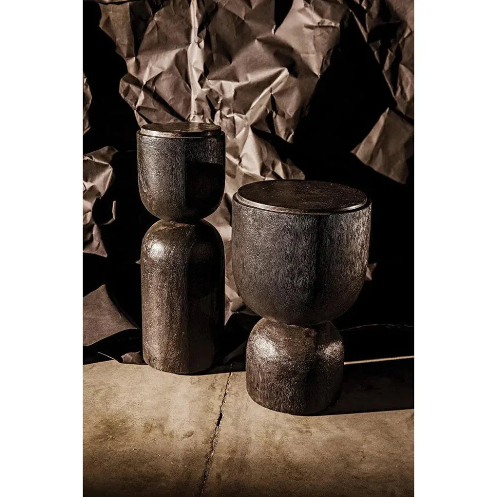 Noir Kudoro Black Marble Round Side Table