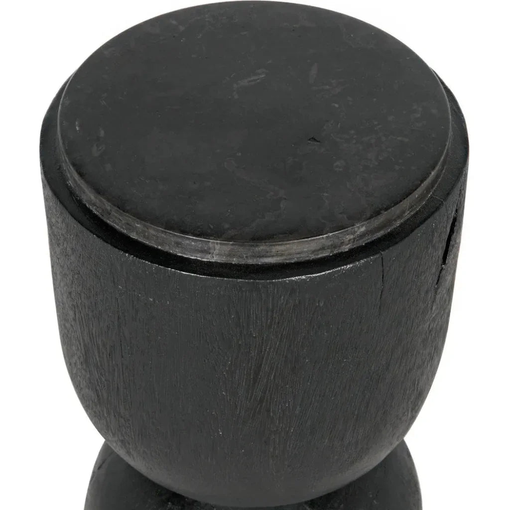 Noir Kudoro Black Marble Round Side Table