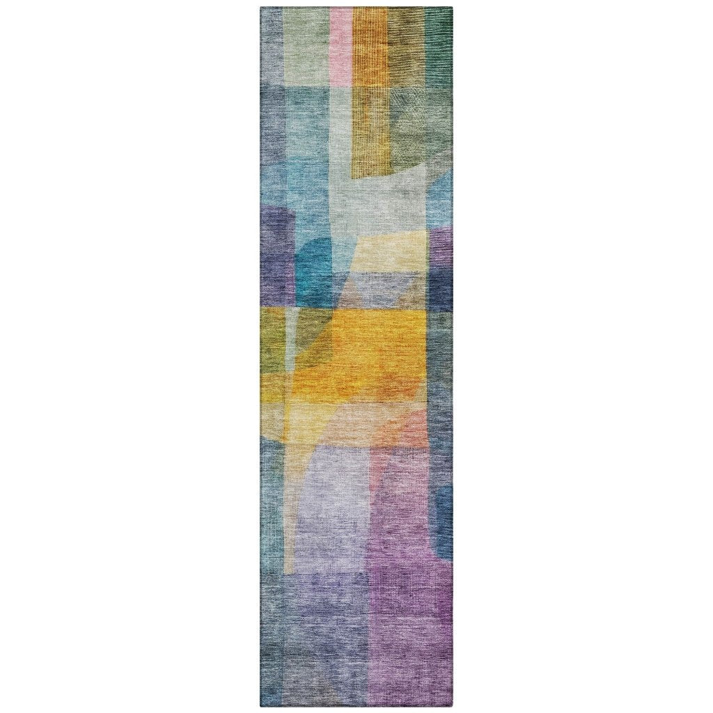 LOOMLAN Rugs Kyra Blue Washable Indoor-Outdoor Rug