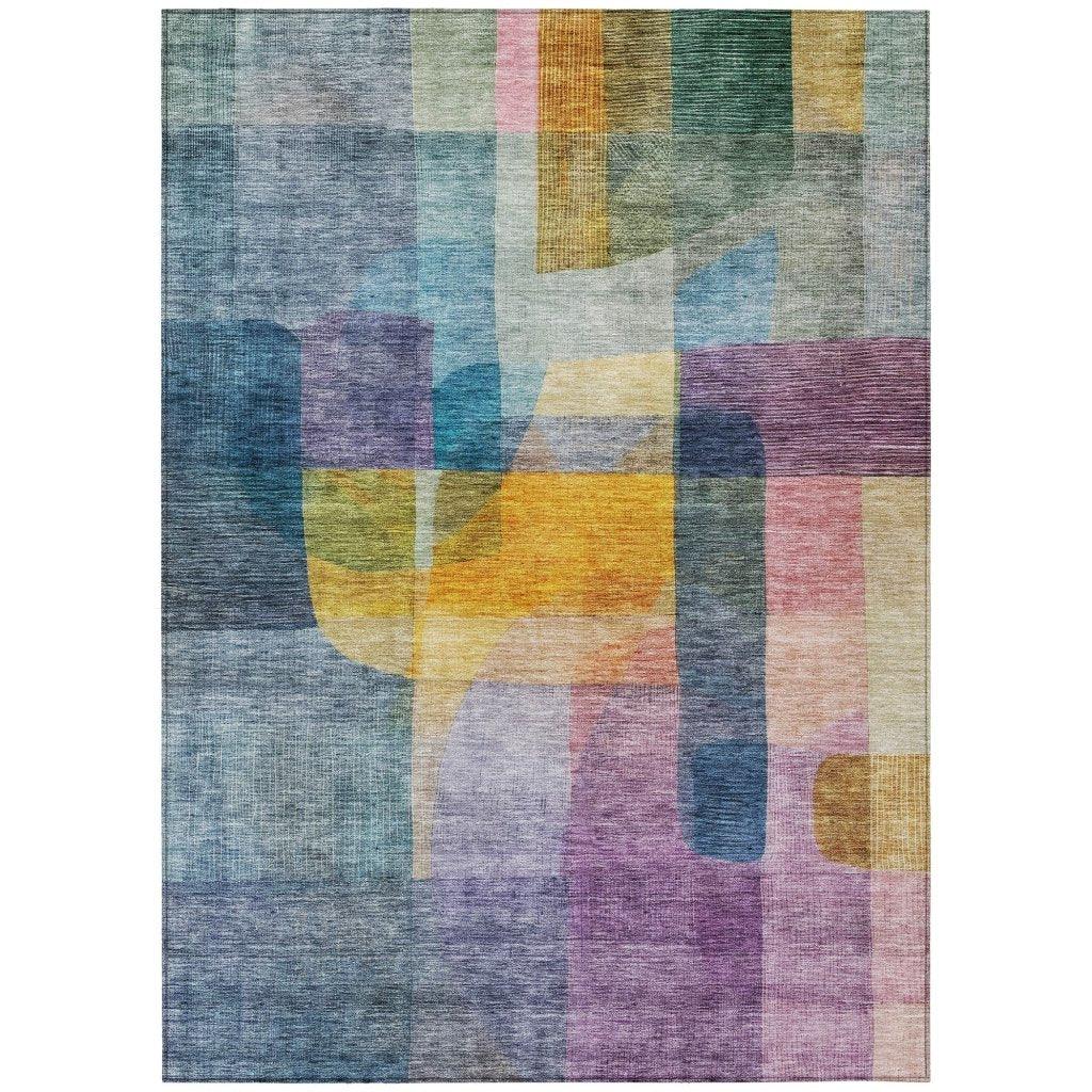 LOOMLAN Rugs Kyra Blue Washable Indoor-Outdoor Rug