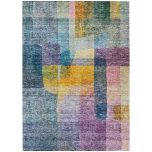 LOOMLAN Rugs Kyra Blue Washable Indoor-Outdoor Rug