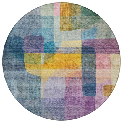 LOOMLAN Rugs Kyra Blue Washable Indoor-Outdoor Rug