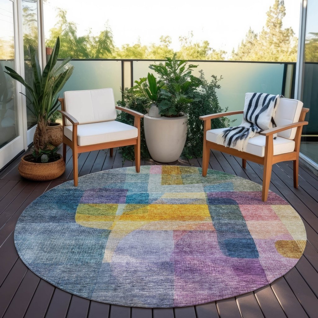 LOOMLAN Rugs Kyra Blue Washable Indoor-Outdoor Rug