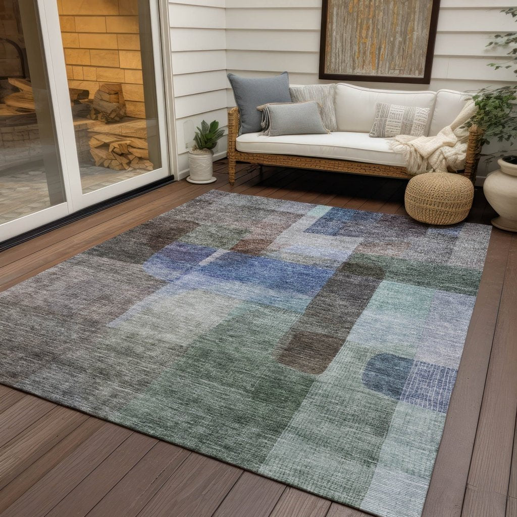 LOOMLAN Rugs Kyra Brown Washable Indoor-Outdoor Rug