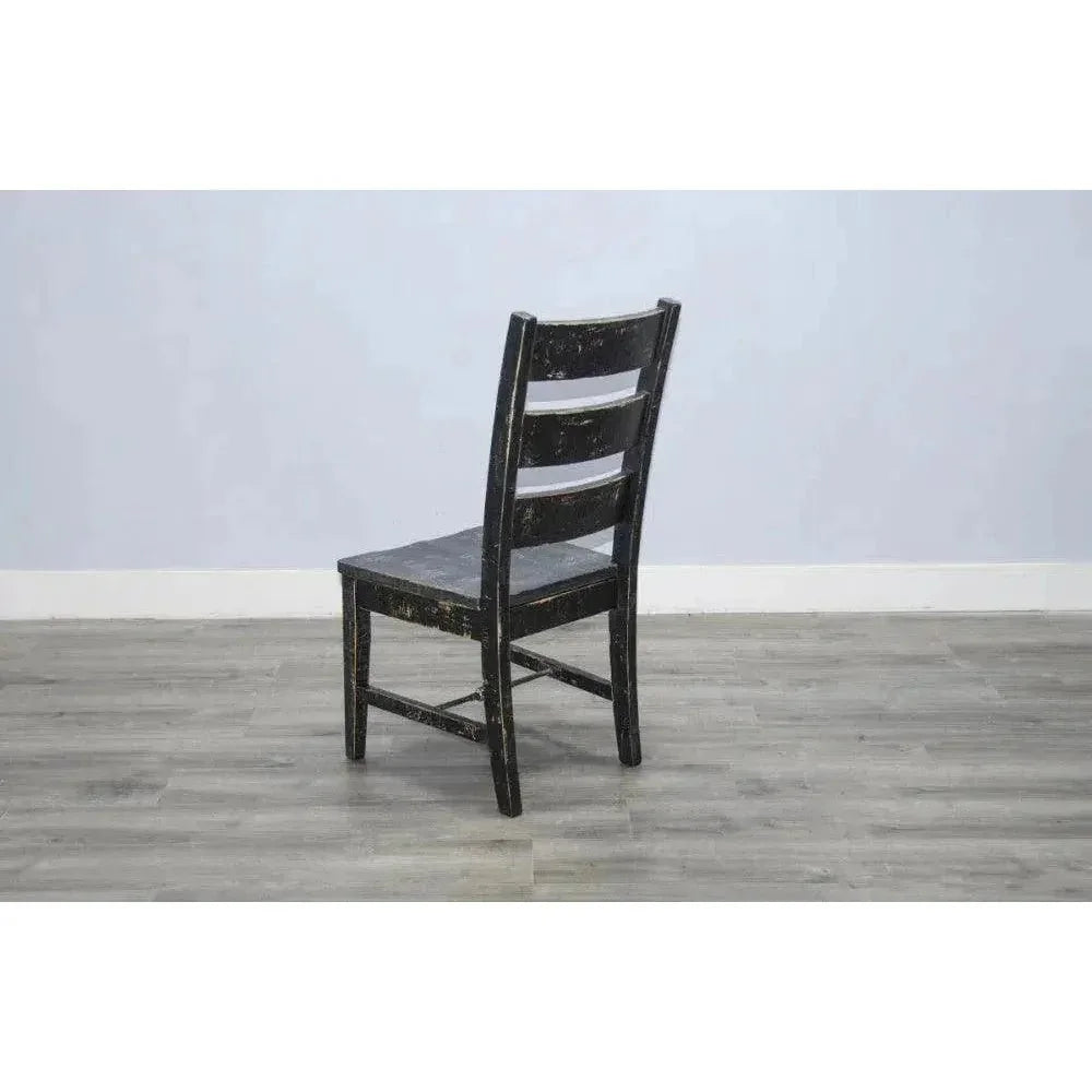 Ladderback Chair Turnbuckle Stretchers Wood Black 2PC - LOOMLAN - Sunny D - Dining Chairs