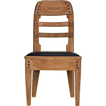 Laila Chair, Teak with Leather - LOOMLAN - Noir - Dining Chairs