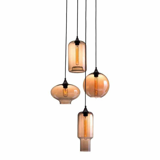 Lambie Ceiling Lamp Rust & Amber - Sideboards and Things Brand_Zuo Modern, Color_Brown, Color_Natural, Color_Tan, Depth_10-20, Finish_Hand Painted, Height_60-70, Materials_Glass, Materials_Metal, Metal Type_Steel, Product Type_Pendant, Width_10-20