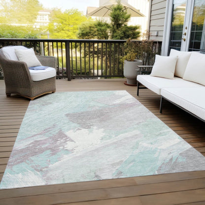 LOOMLAN Rugs Lanariyah Blue Washable Indoor-Outdoor Rug