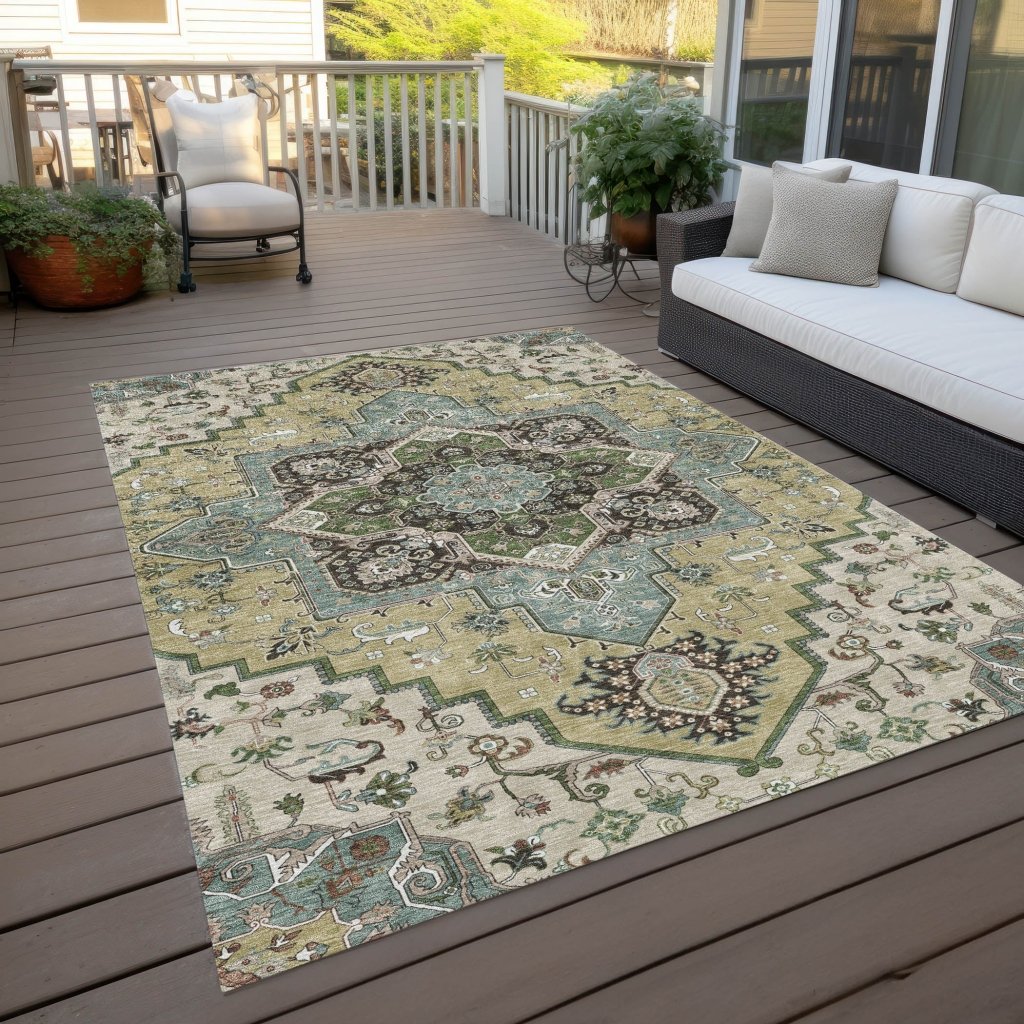 LOOMLAN Rugs Lani Beige Washable Indoor-Outdoor Rug