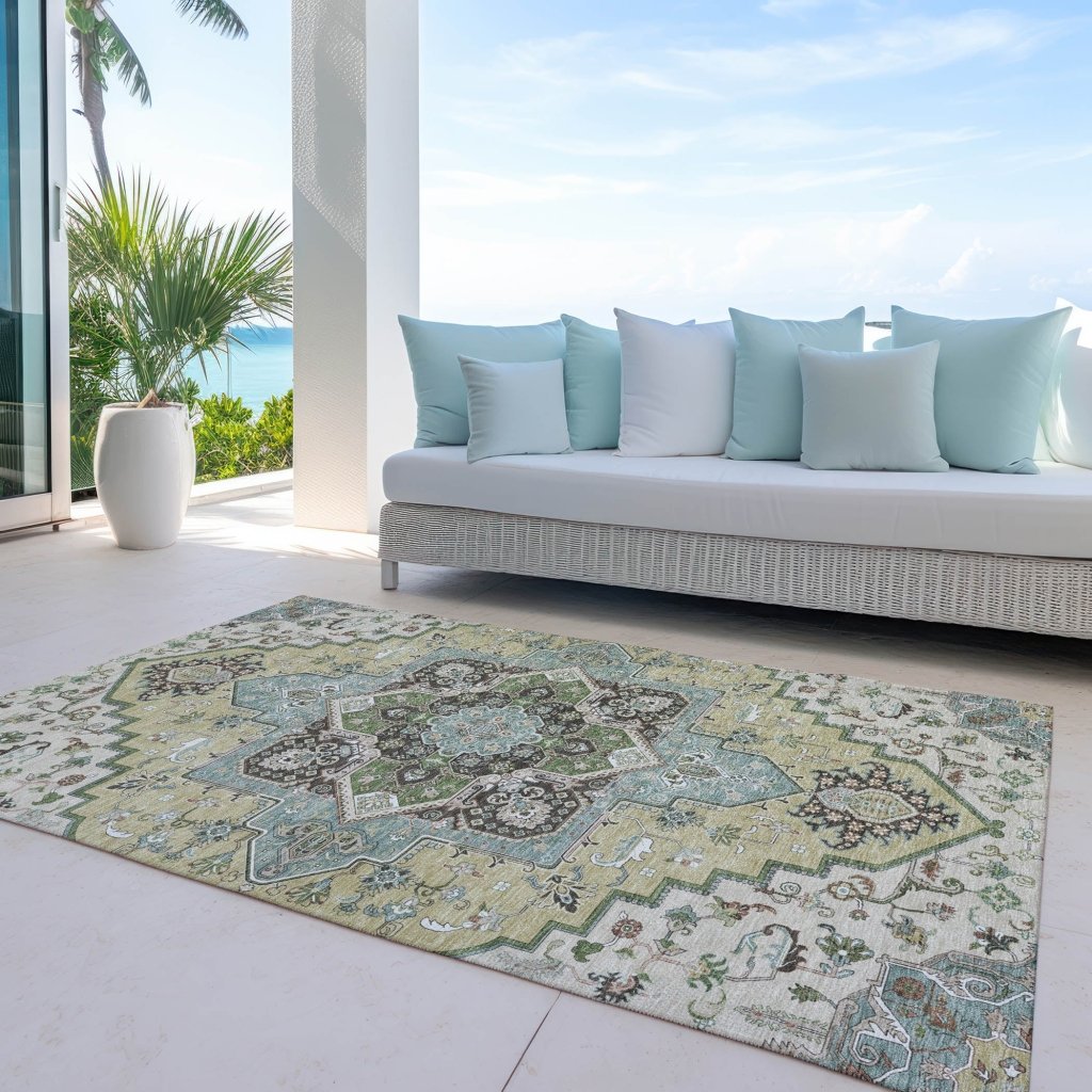 LOOMLAN Rugs Lani Beige Washable Indoor-Outdoor Rug