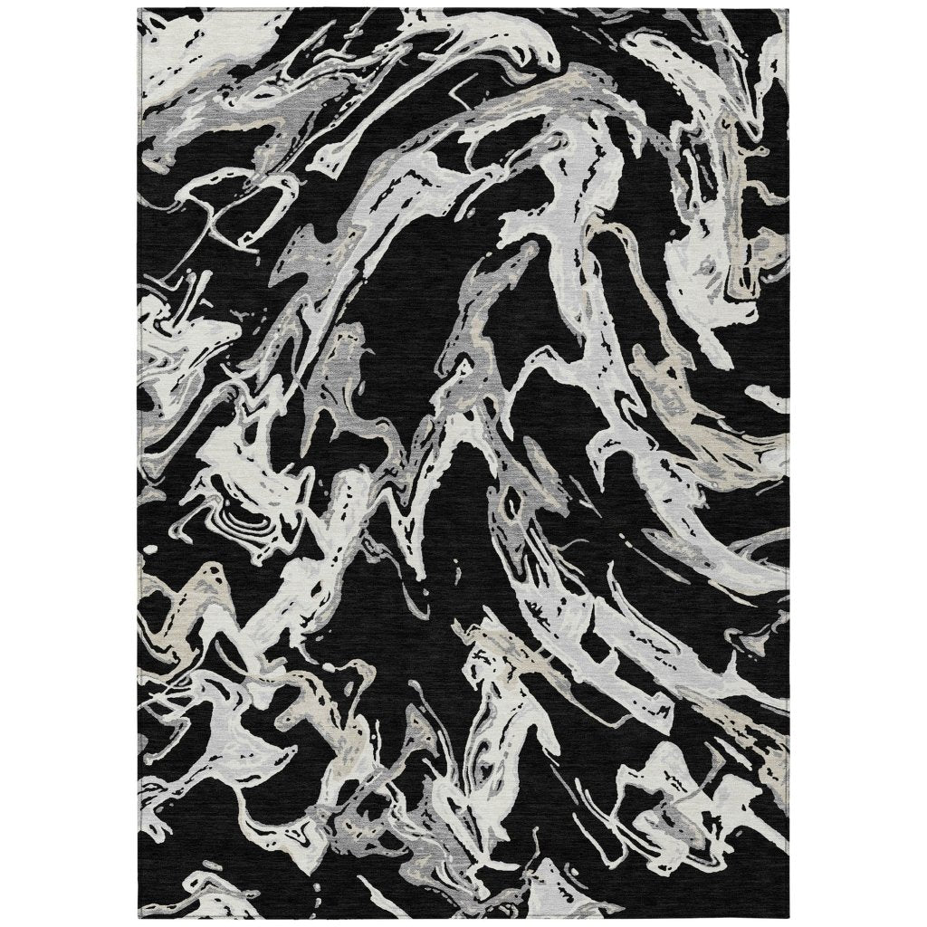 LOOMLAN Rugs Lani Black Washable Indoor-Outdoor Rug