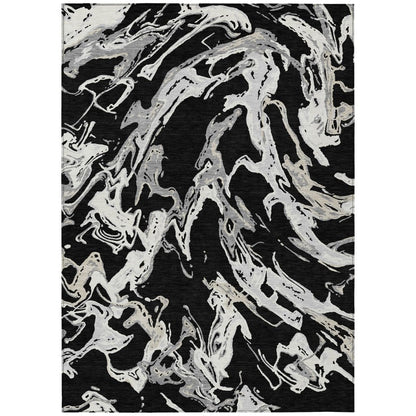 LOOMLAN Rugs Lani Black Washable Indoor-Outdoor Rug