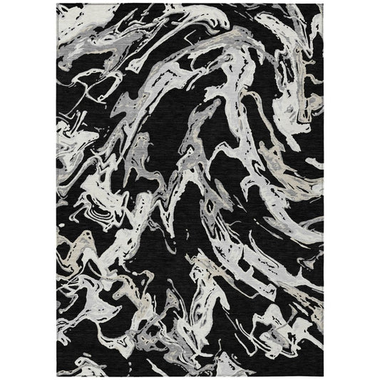 LOOMLAN Rugs Lani Black Washable Indoor-Outdoor Rug
