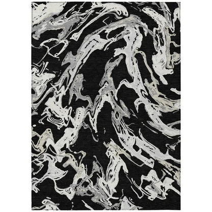 LOOMLAN Rugs Lani Black Washable Indoor-Outdoor Rug