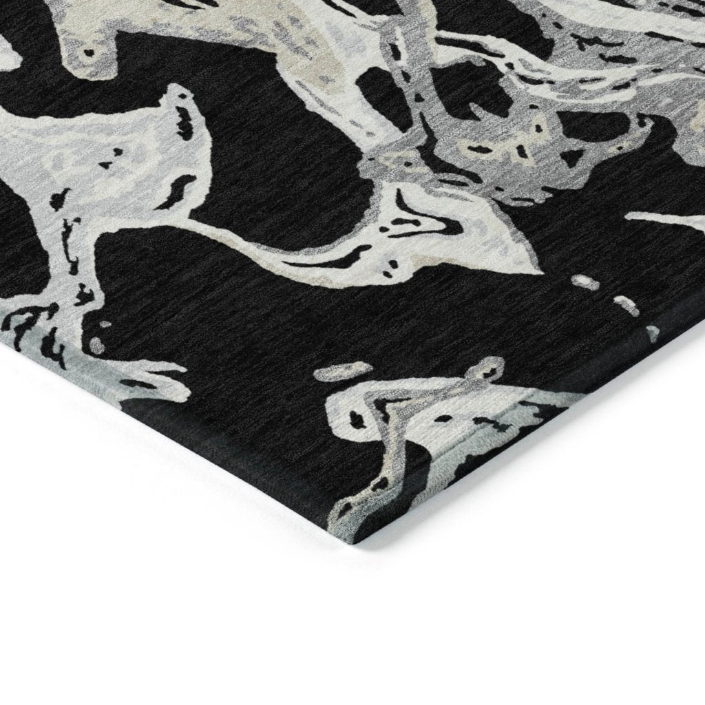 LOOMLAN Rugs Lani Black Washable Indoor-Outdoor Rug