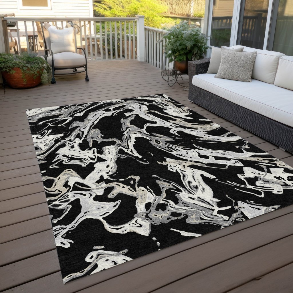 LOOMLAN Rugs Lani Black Washable Indoor-Outdoor Rug