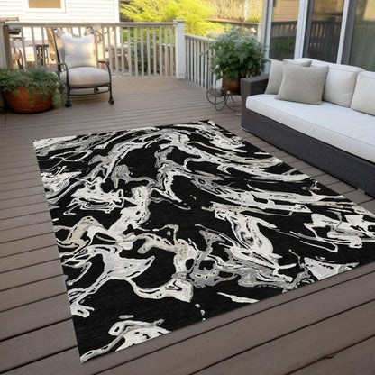 LOOMLAN Rugs Lani Black Washable Indoor-Outdoor Rug